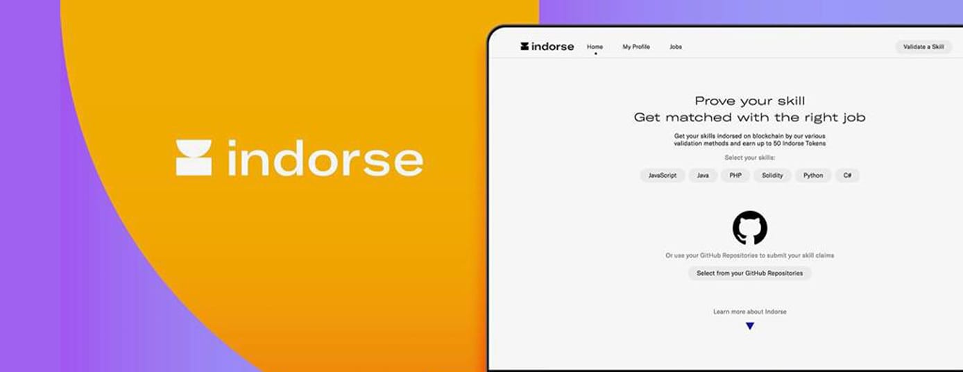Indorse logo and screenshot of service Indorse logo and screenshot of service