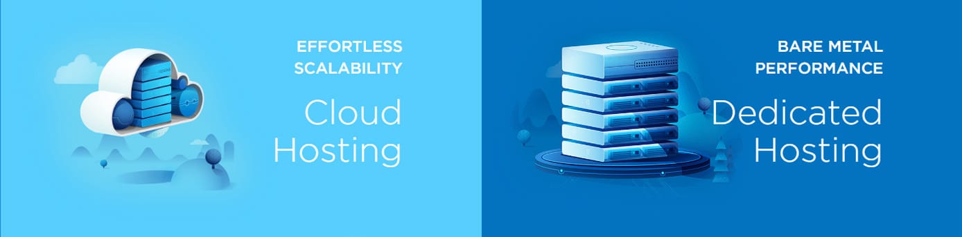 Depiction of cloud and dedicated solutions Depiction of cloud and dedicated solutions