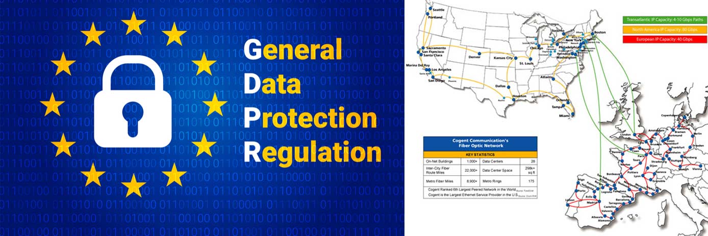Graphic about the GDPR and map showing the fiberoptic network Graphic about the GDPR and map showing the fiberoptic network