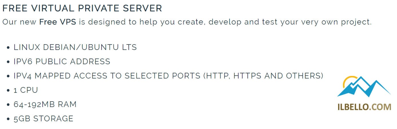 Screenshot of ilbello free VPS features Screenshot of ilbello free VPS features