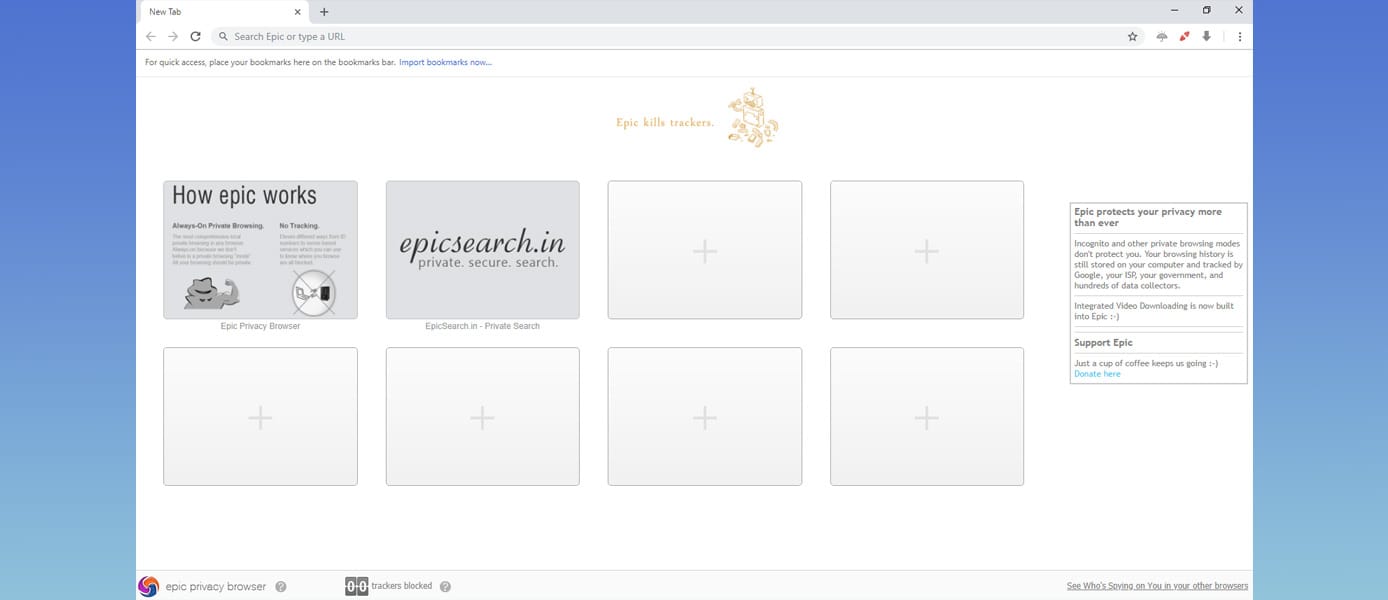 A screenshot of the Epic browser. A screenshot of the Epic browser.