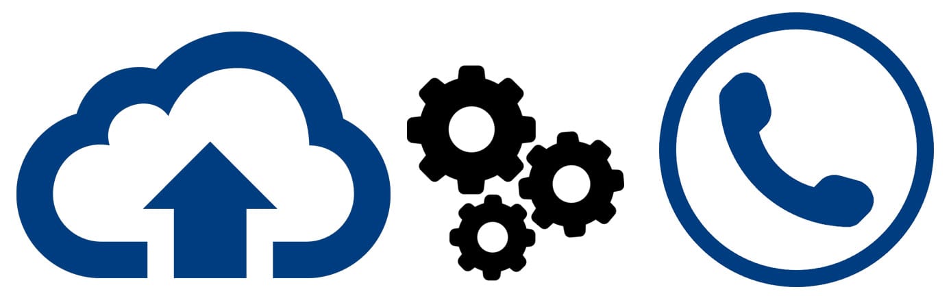 Icons depicting cloud hosting, settings, and support Icons depicting cloud hosting, settings, and support