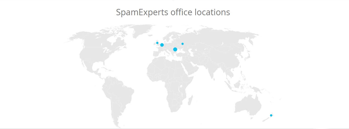 A map of SpamExperts offices A map of SpamExperts offices