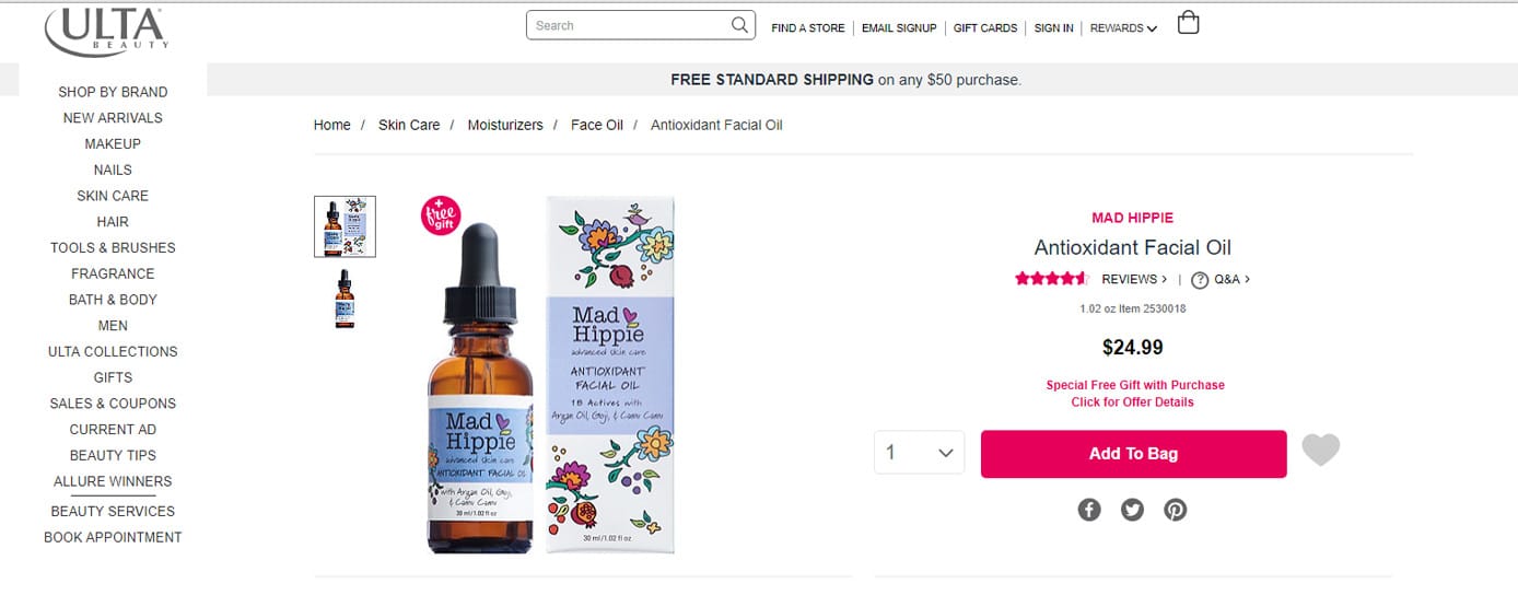Screenshot of Mad Hippie Facial Oil Screenshot of Mad Hippie Facial Oil