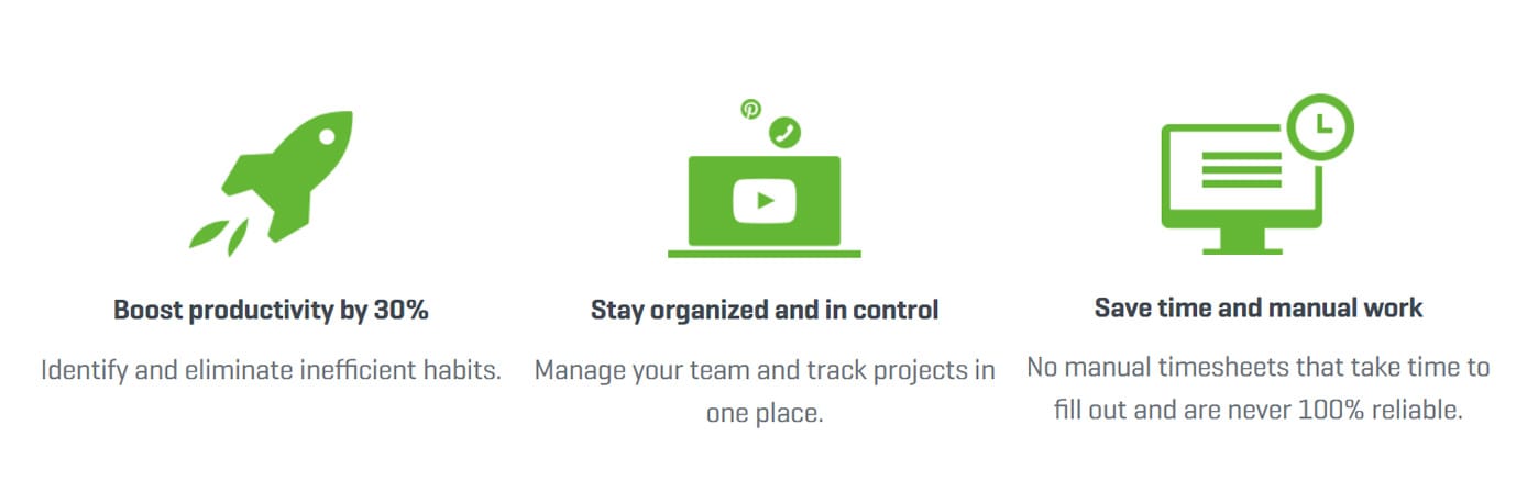 Icons representing DeskTime features Icons representing DeskTime features