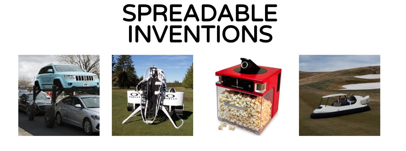 Text reading "Spreadable Inventions" and photos of Jelly products Text reading "Spreadable Inventions" and photos of Jelly products