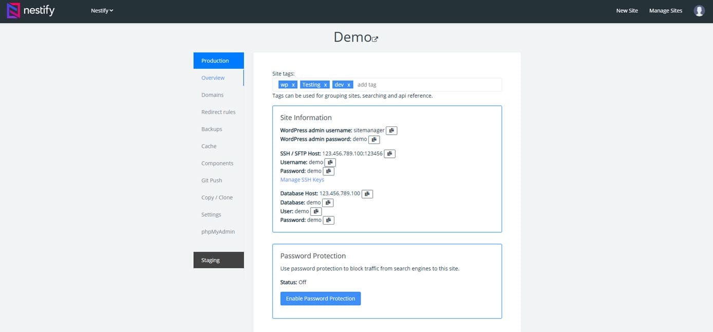 Screenshot of Nestify's dashboard Screenshot of Nestify's dashboard