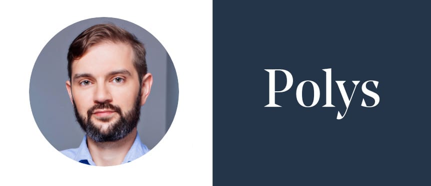 Roman Alyoshkin, Head of Product, and Polys logo Roman Alyoshkin, Head of Product, and Polys logo