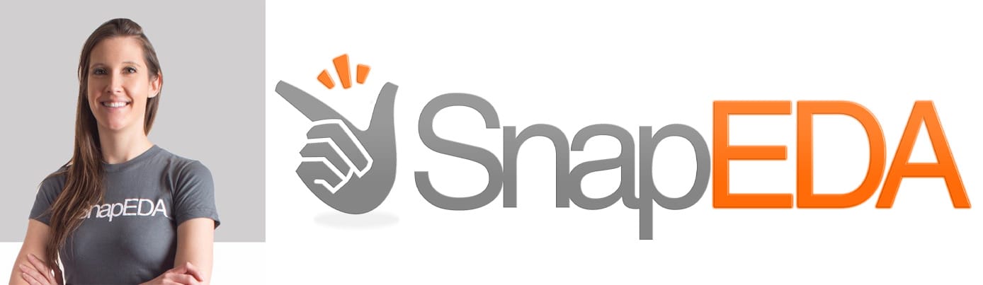 Founder Natasha Baker and SnapEDA logo Founder Natasha Baker and SnapEDA logo