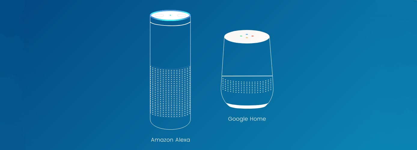 Icons representing Google Home and Alexa Icons representing Google Home and Alexa