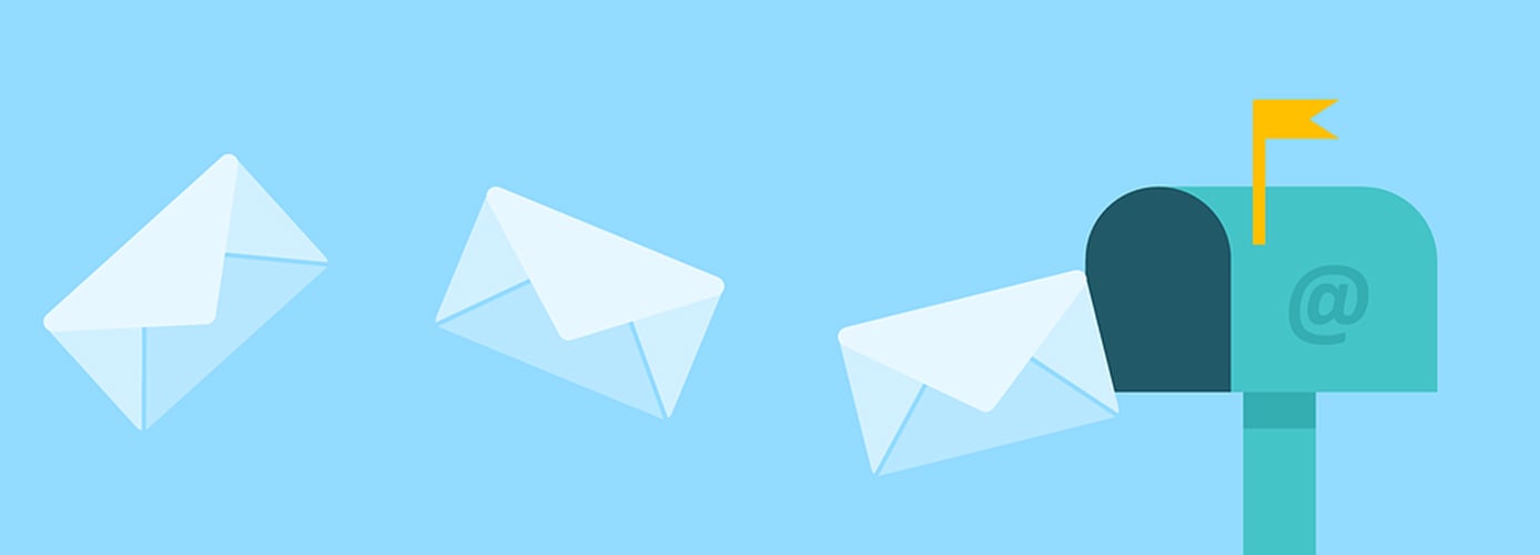 Illustration of messages going into a mailbox