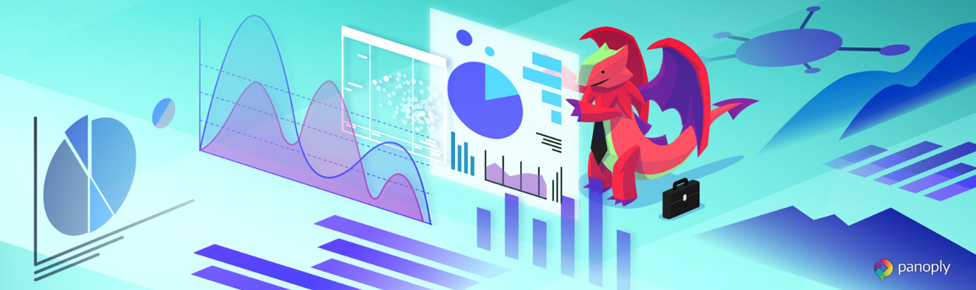 Panoply's mascot completing data management tasks Panoply's mascot completing data management tasks
