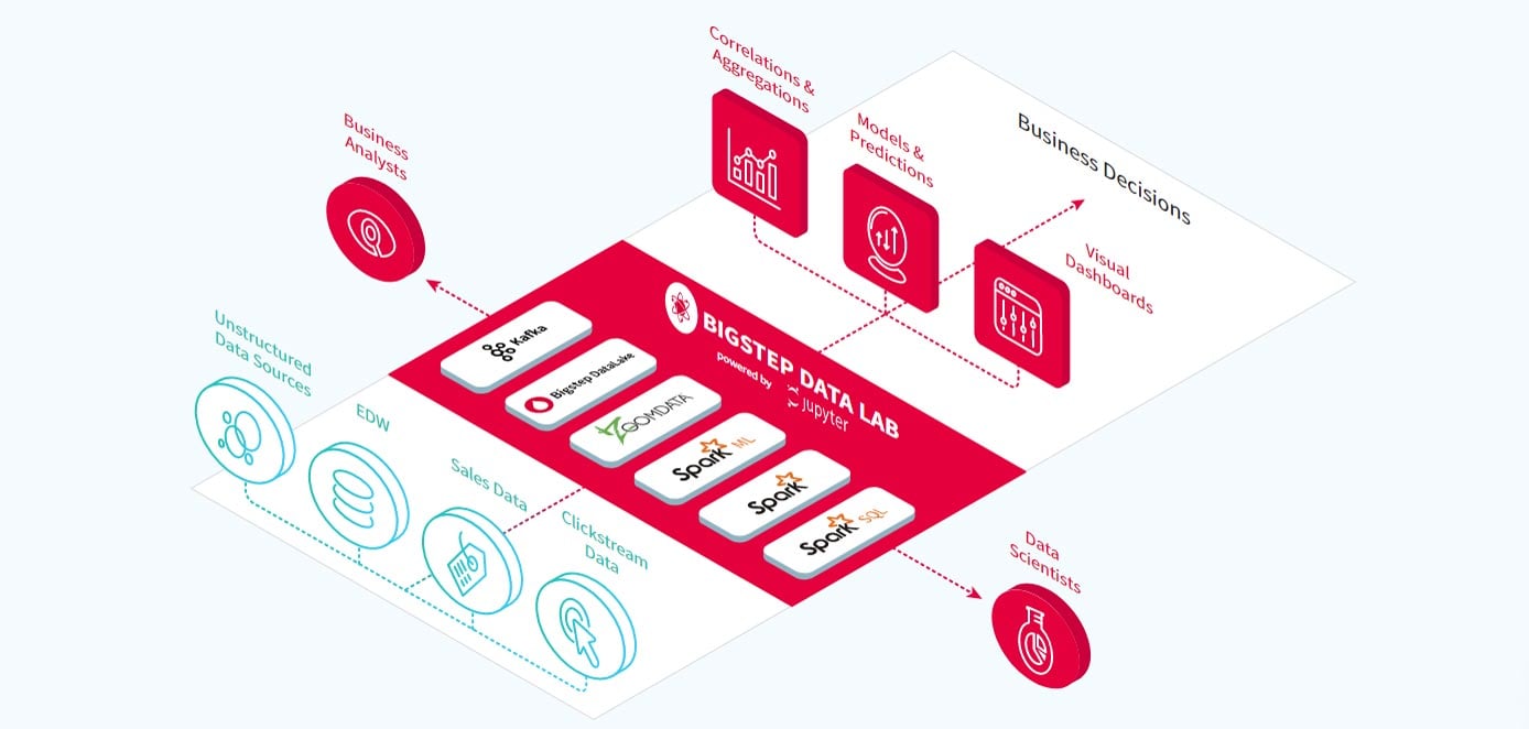 Graphic of Bigstep Metal Cloud data analysis process Graphic of Bigstep Metal Cloud data analysis process