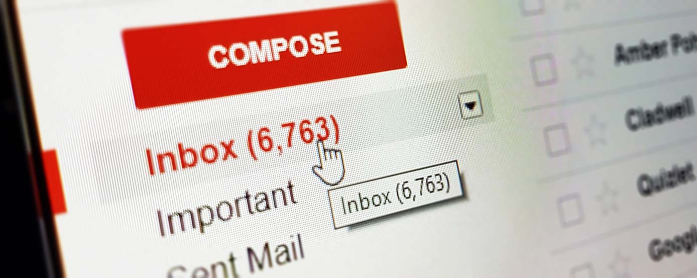 Image of an email inbox on a computer screen Image of an email inbox on a computer screen