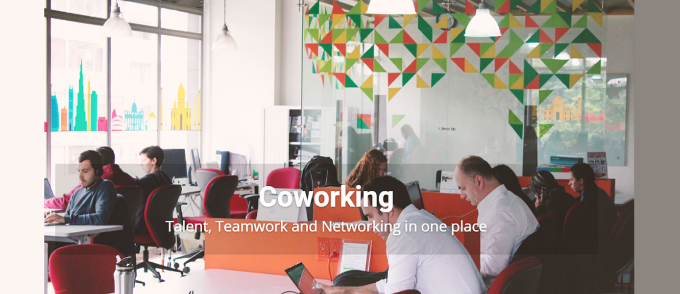 Image reading: Coworking; Talent, Teamwork, and Networking in one place