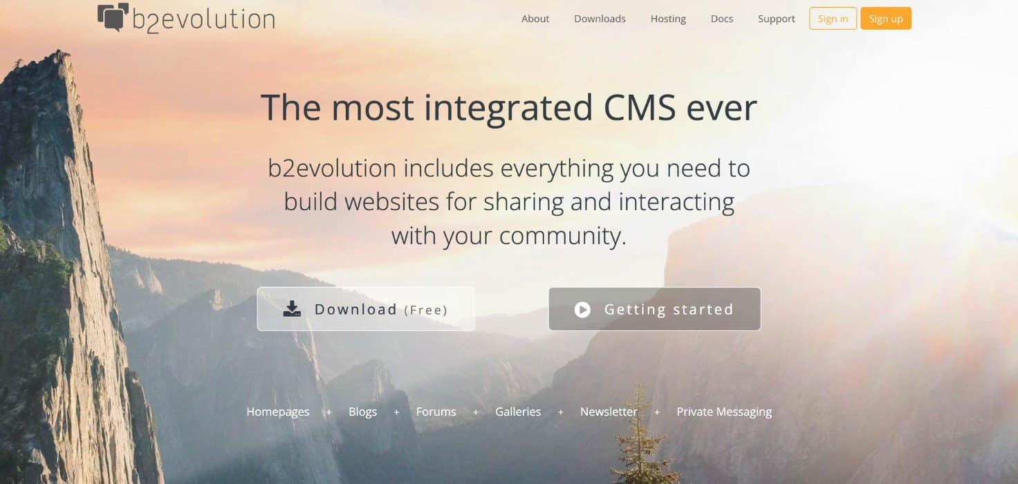  b2evolution website screenshot